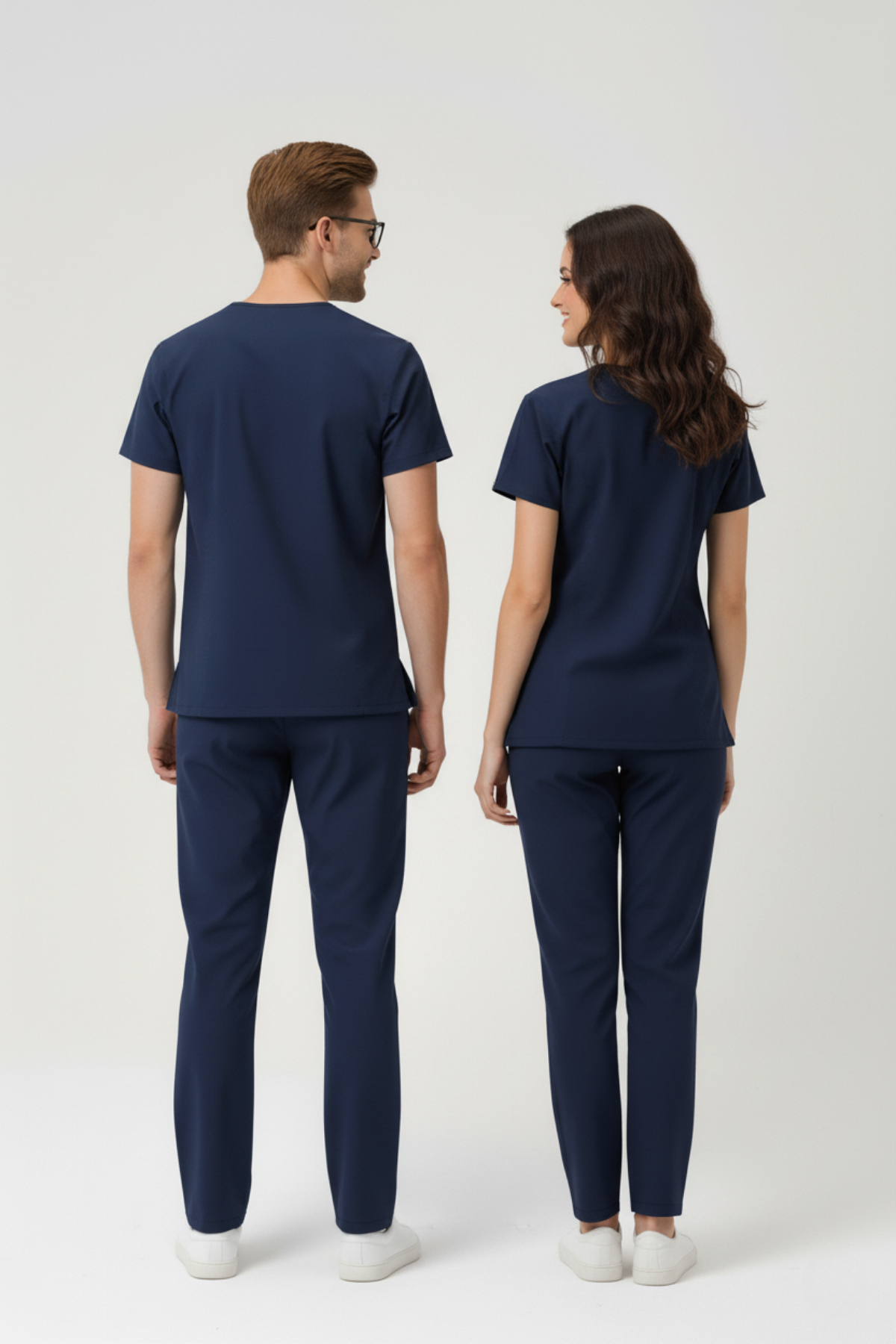 Patriot Blue Likralı Scrubs Doktor Hemşire Forması Yarasa Kol Takım Unisex