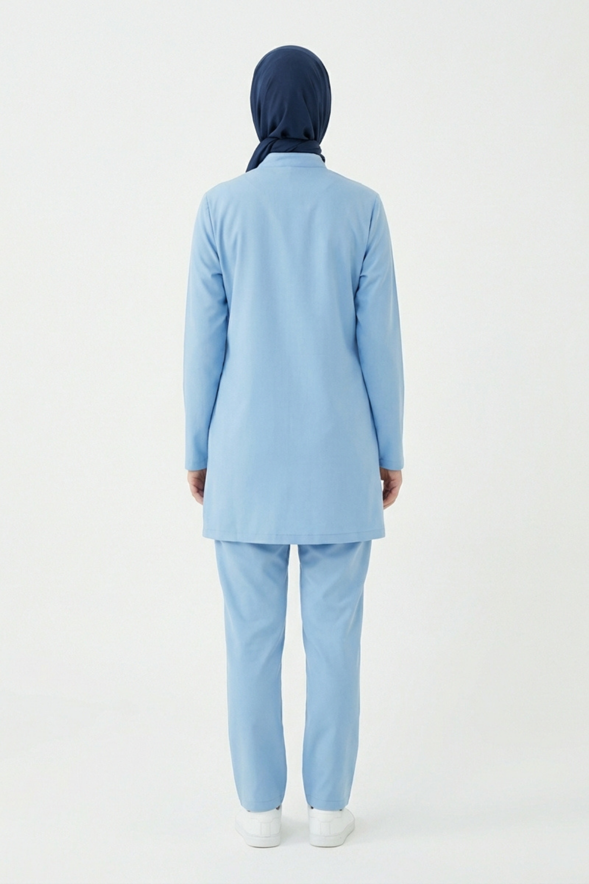 Alaskan Blue Likralı Tesettür Scrubs Doktor Hemşire Forması Takım