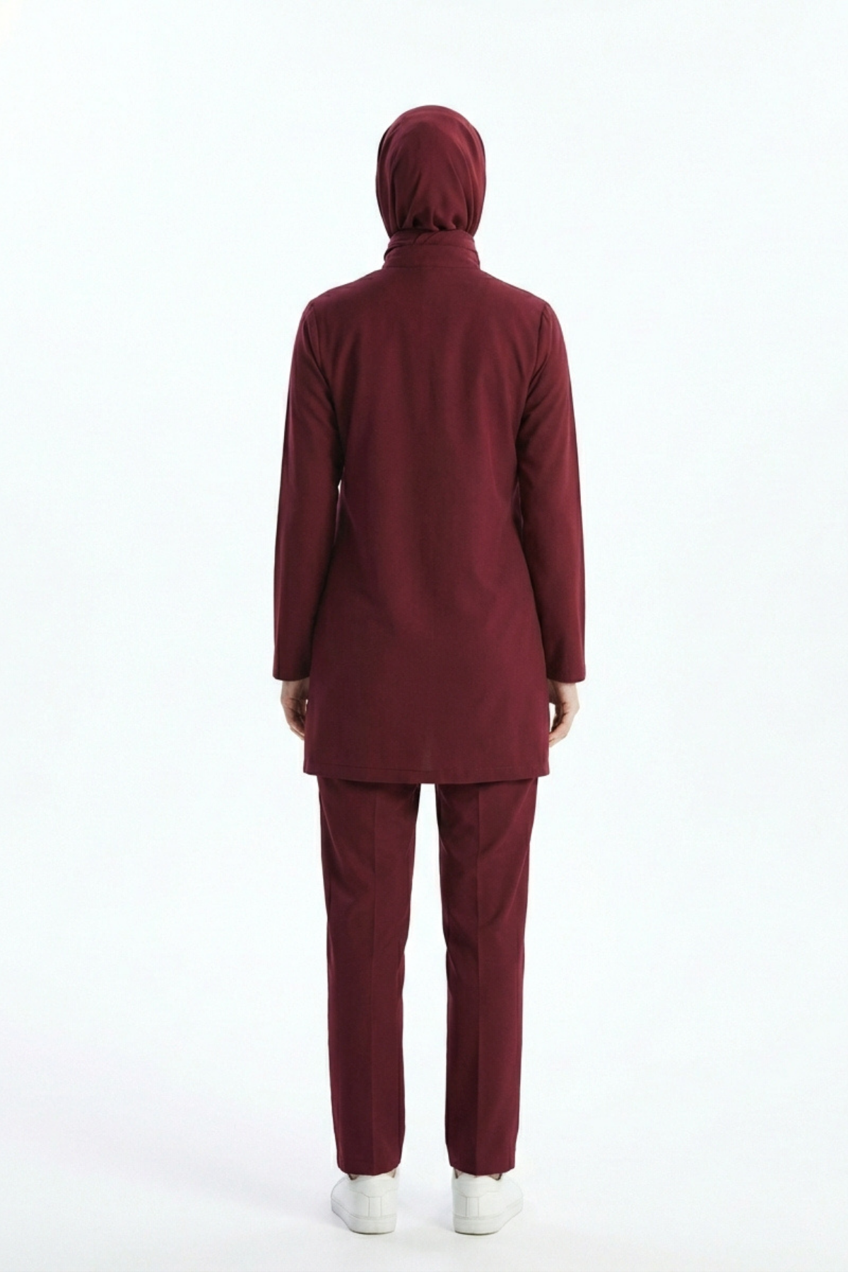 Biking Red Likralı Tesettür Scrubs Doktor Hemşire Forması Takım