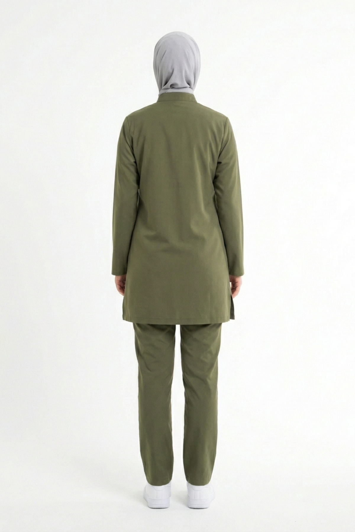 Grasshopper Likralı Tesettür Scrubs Doktor Hemşire Forması Takım