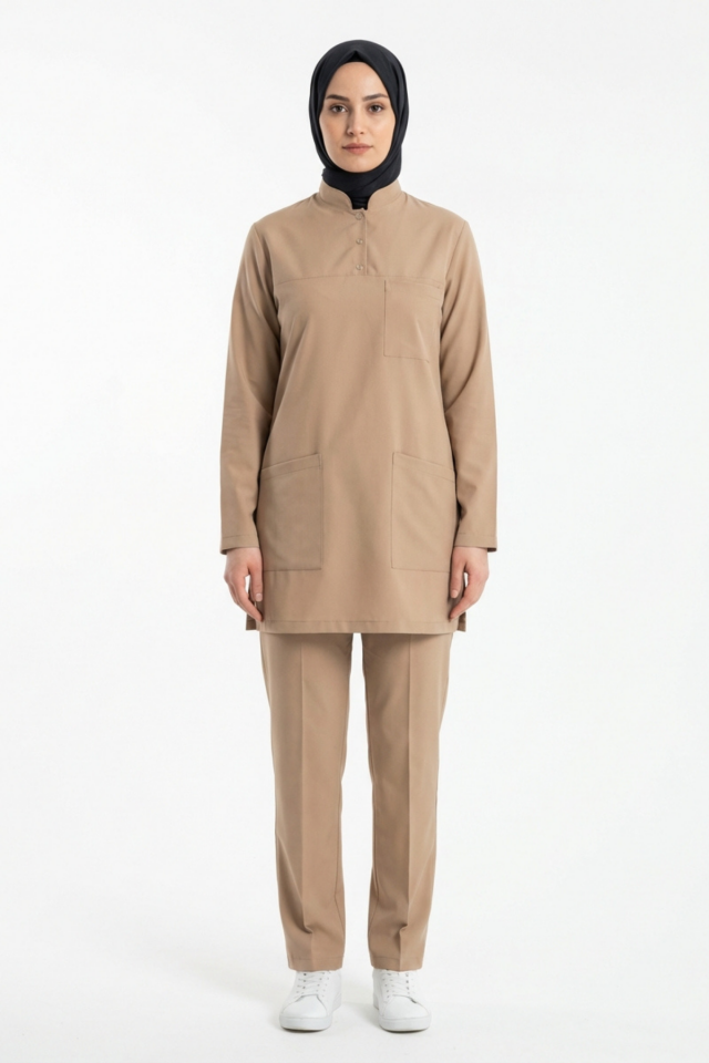 Moth Likralı Tesettür Scrubs Doktor Hemşire Forması Takım