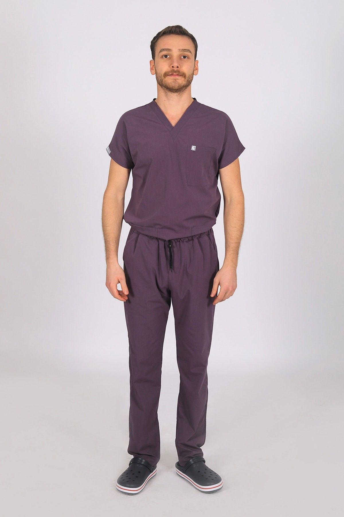 Mürdüm Likralı Tek Alt Doktor Hemşire Forması