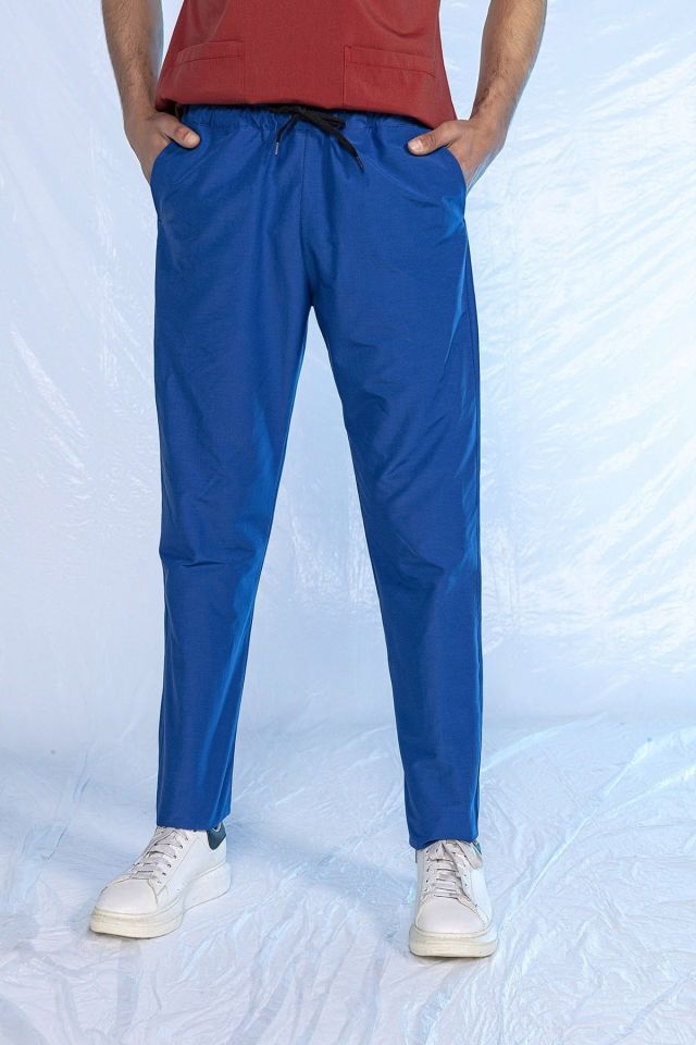 Saks Mavi Likralı Tek Alt Doktor Hemşire Forması XXS