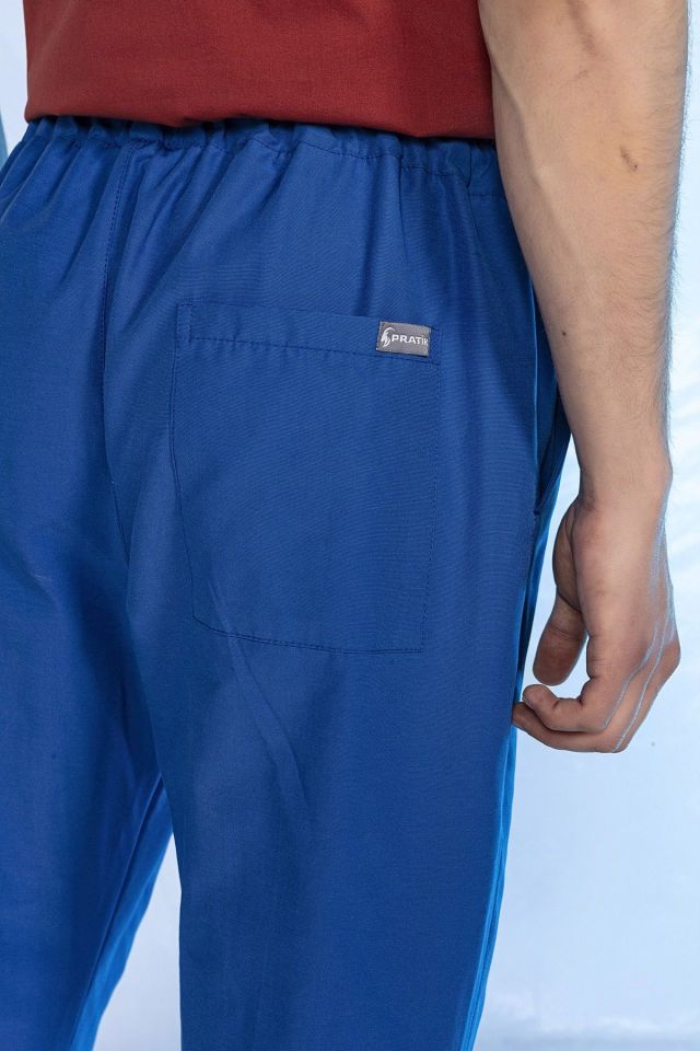 Saks Mavi Likralı Tek Alt Doktor Hemşire Forması XS