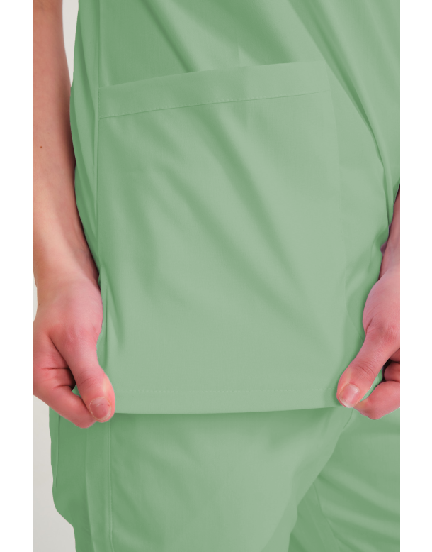 Çağla Yeşili Likralı Zarf Yaka Scrubs Doktor Hemşire Forması Takım 2XL