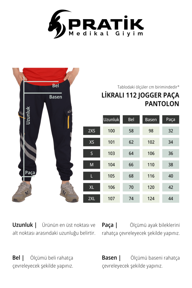 Lacivert Jogger Paça Likralı 112 Acil Sağlık Pantolonu Unisex