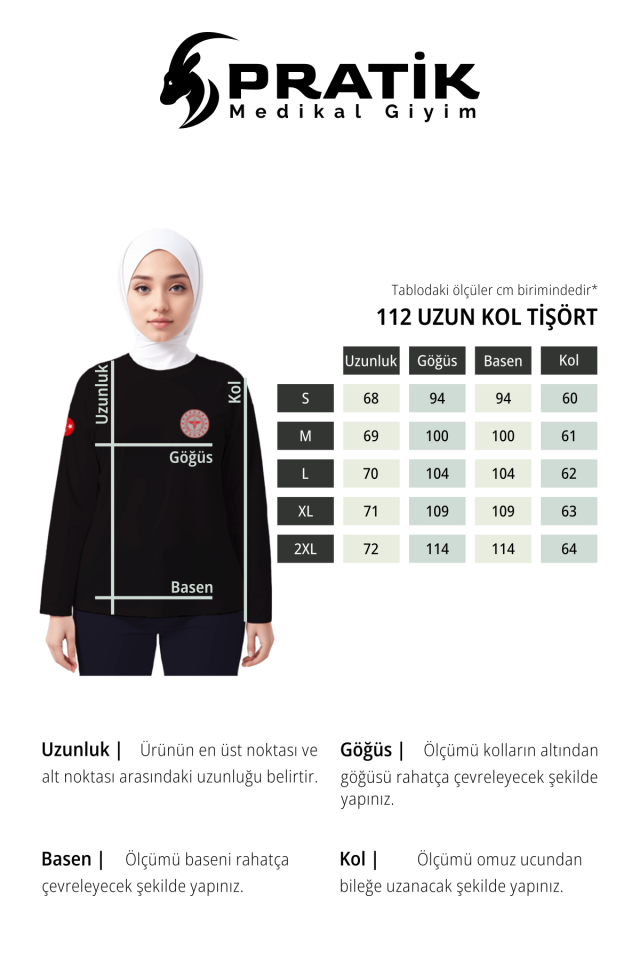 Kırmızı 112 Acil Sağlık Bisiklet Yaka Uzun Kollu Tişört Unisex 2XL