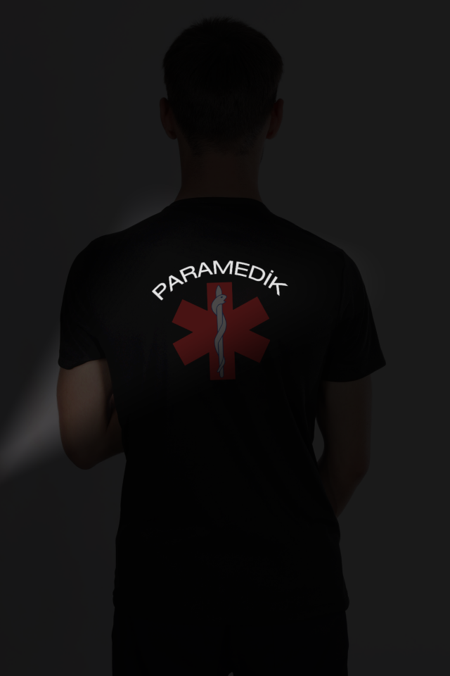 Beyaz Paramedik Dry Touch Bisiklet Yaka Tişört Unisex