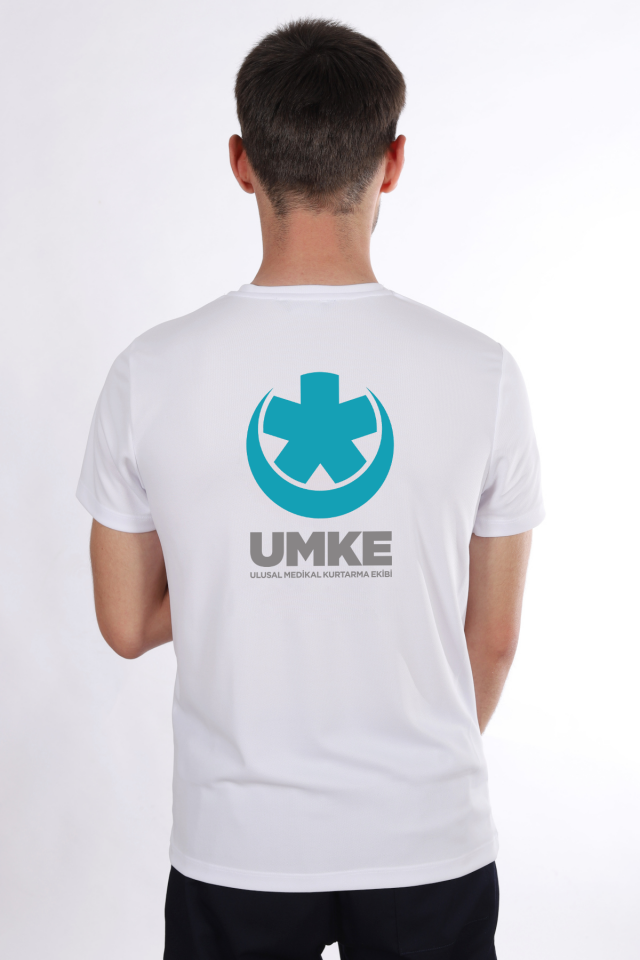 Beyaz UMKE Dry Touch Bisiklet Yaka Tişört Unisex