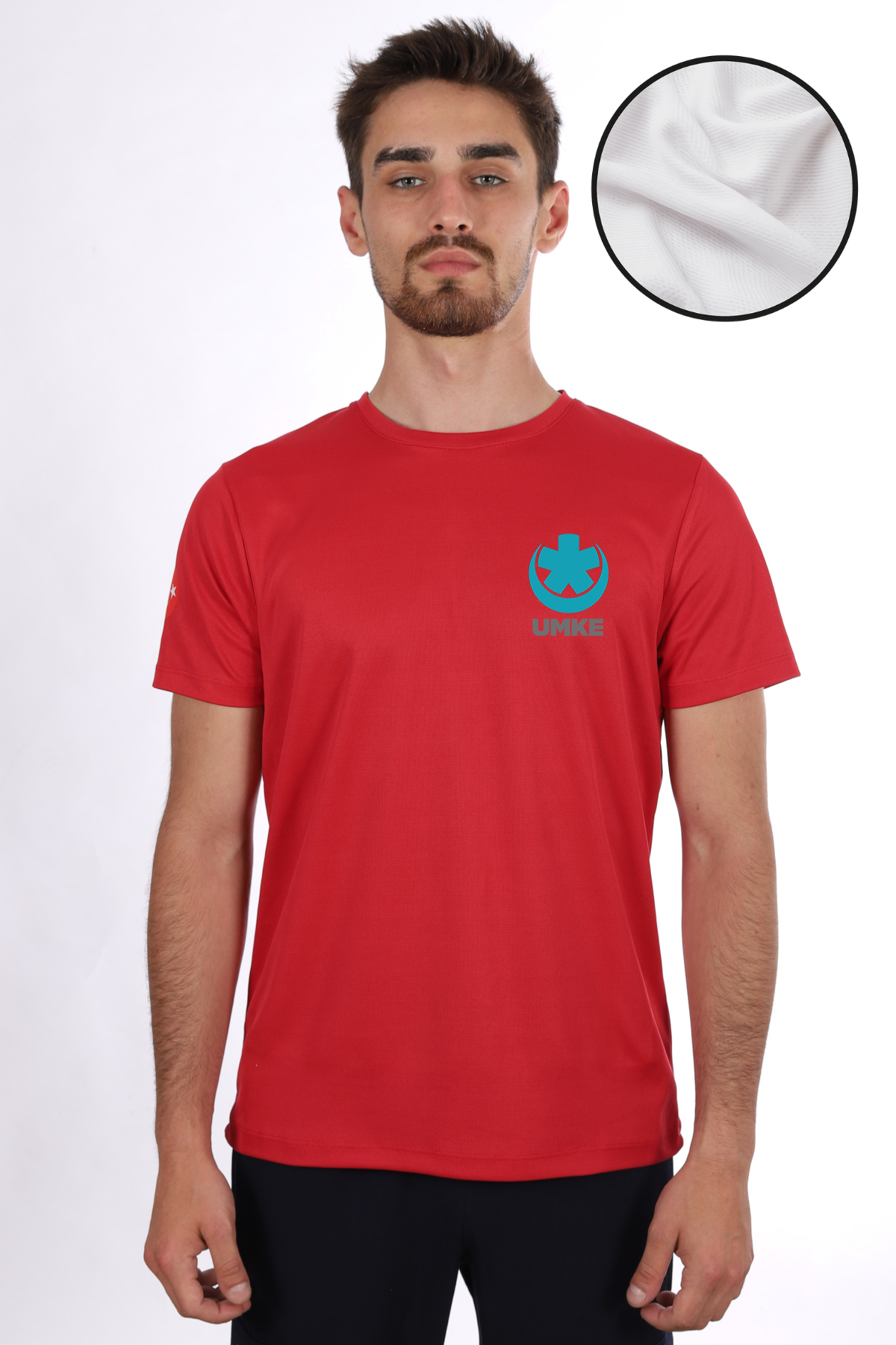 Kırmızı UMKE Dry Touch Bisiklet Yaka Tişört Unisex