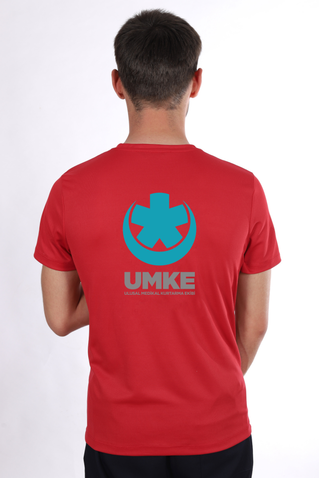 Kırmızı UMKE Dry Touch Bisiklet Yaka Tişört Unisex