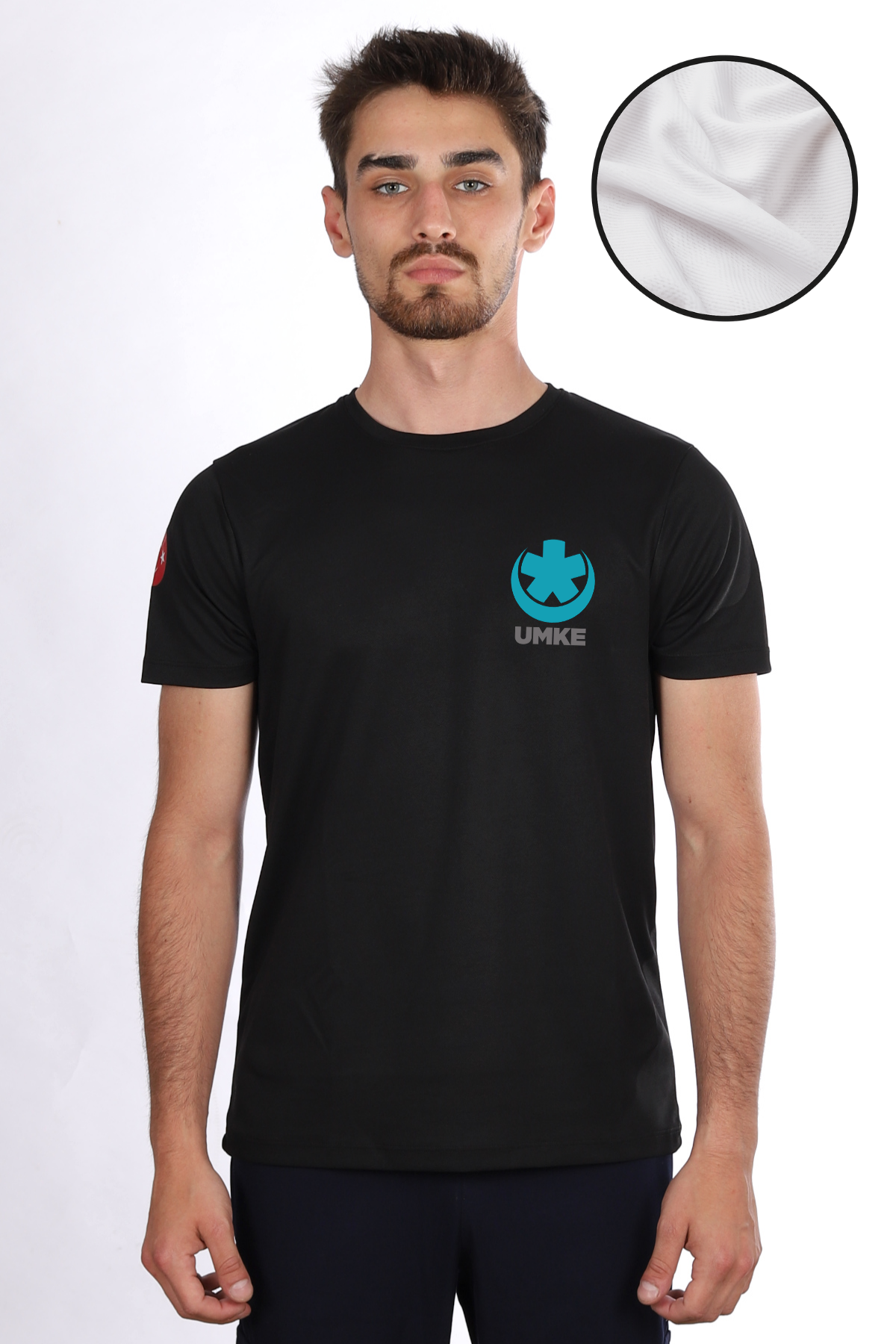 Siyah UMKE Dry Touch Bisiklet Yaka Tişört Unisex