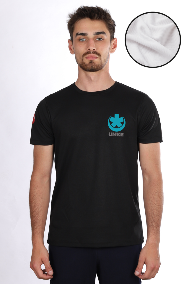 Siyah UMKE Dry Touch Bisiklet Yaka Tişört Unisex