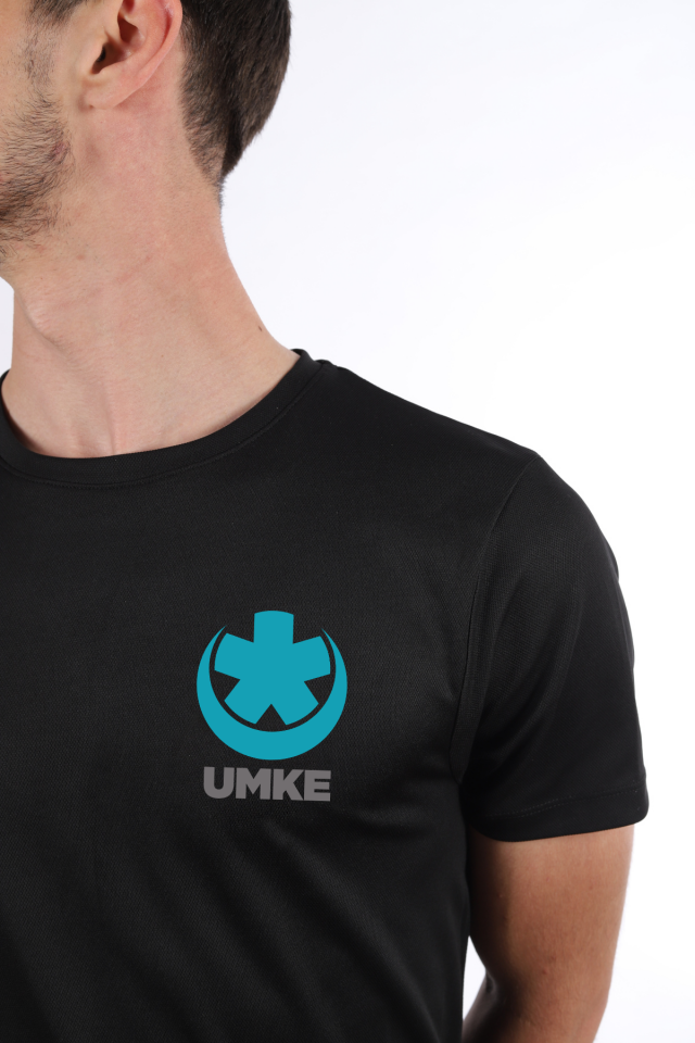 Siyah UMKE Dry Touch Bisiklet Yaka Tişört Unisex