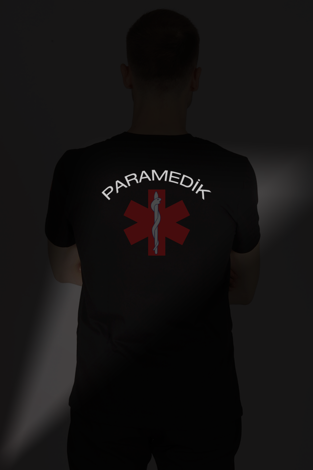 Gri Paramedik V Yaka Penye Tişört Unisex