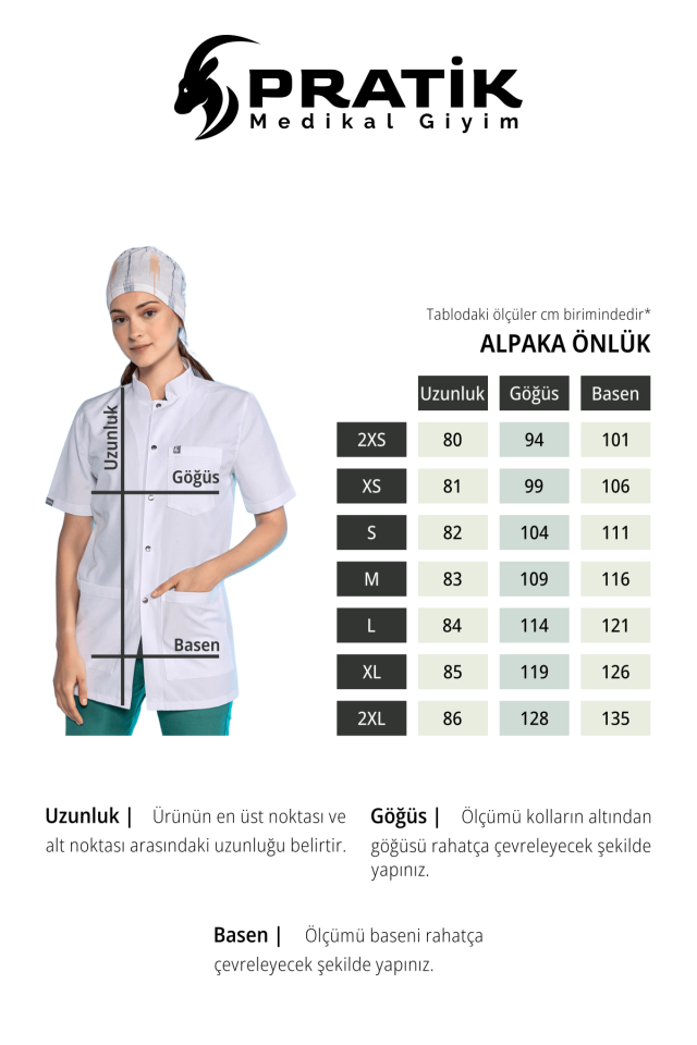 Alpaka Kumaş Beyaz Laboratuvar Önlüğü Uzun Kol Ceket Yaka Unisex Doktor Öğretmen