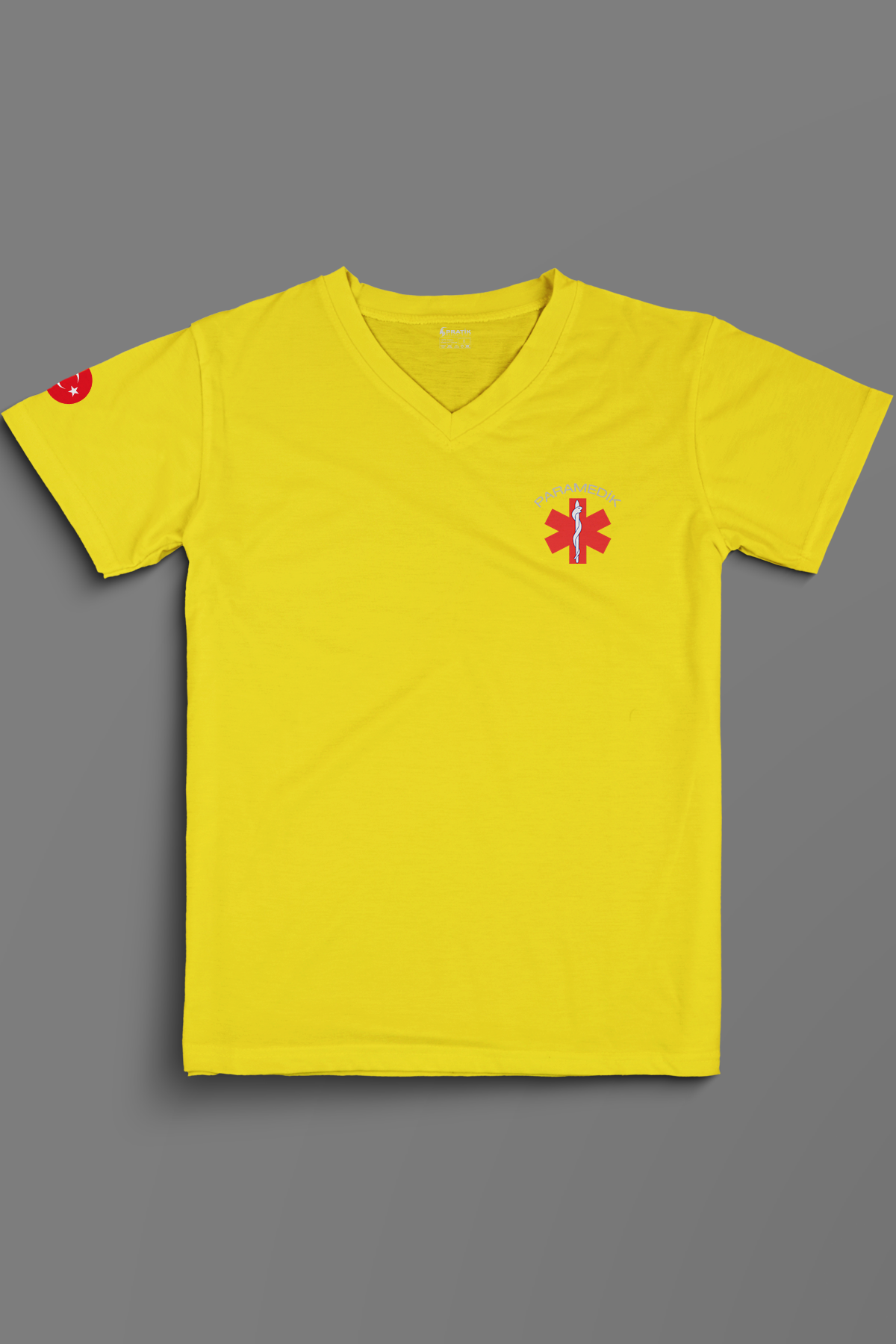 Sarı Paramedik V Yaka Penye Tişört Unisex