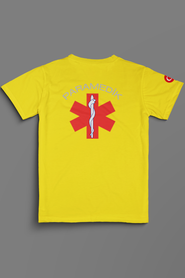Sarı Paramedik V Yaka Tişört Unisex S