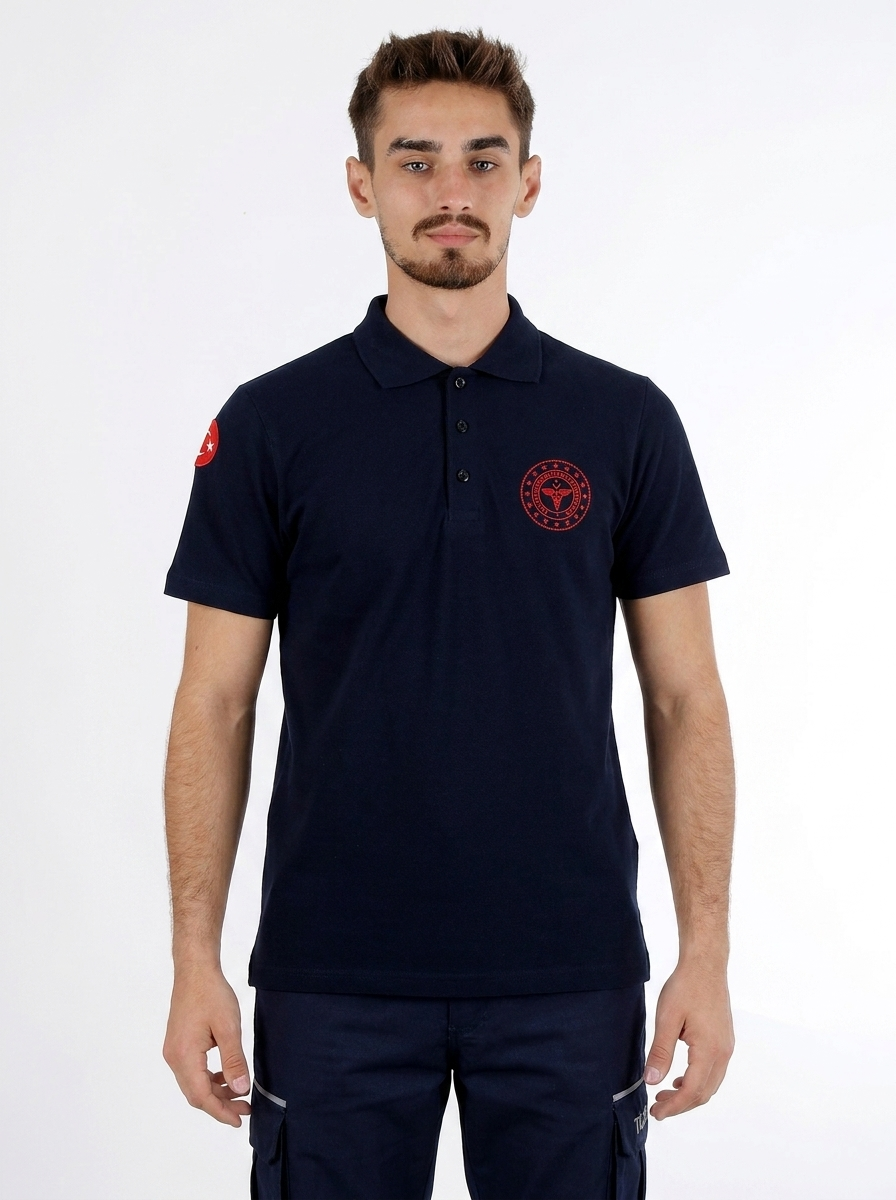 Lacivert 112 Acil Sağlık Polo Yaka Tişört Unisex