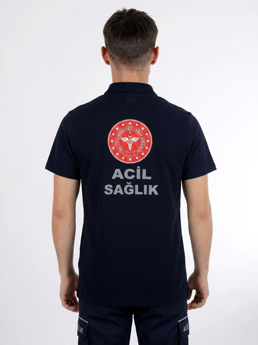 Lacivert 112 Acil Sağlık Polo Yaka Tişört Unisex