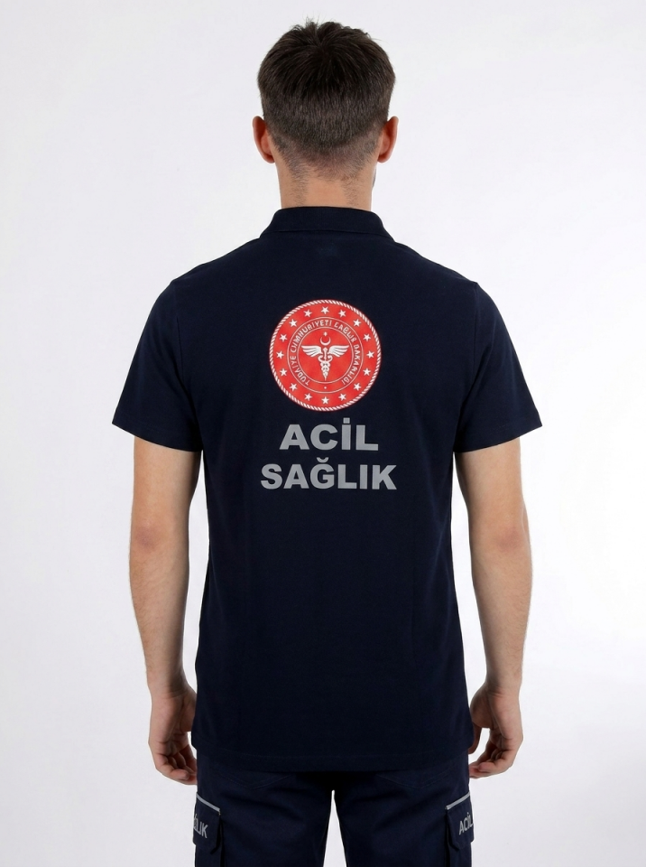 Lacivert 112 Acil Sağlık Polo Yaka Tişört Unisex
