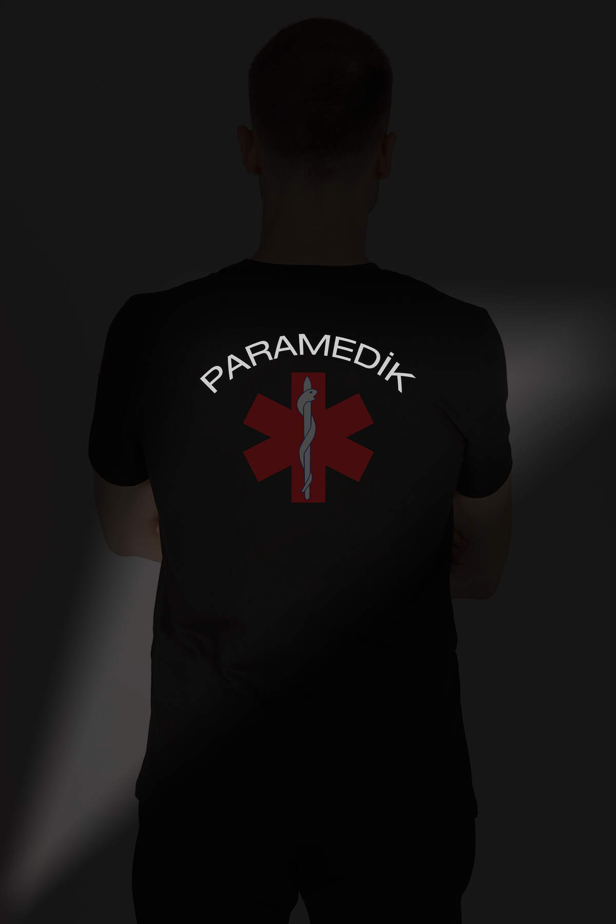 Lacivert Paramedik Bisiklet Yaka Penye Tişört Unisex