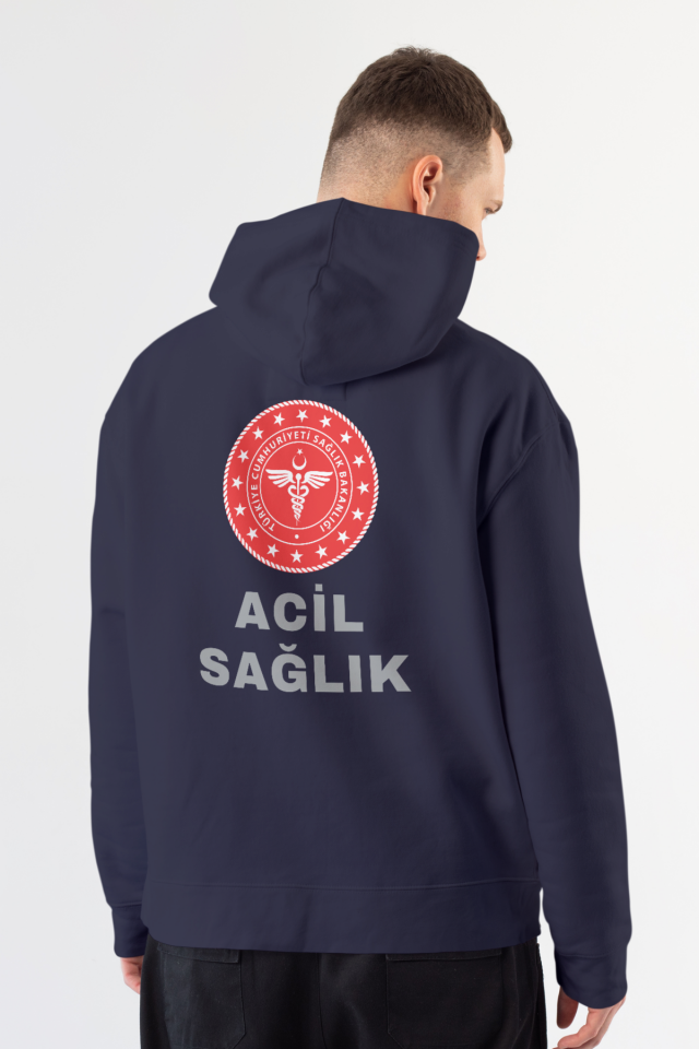 Lacivert 112 Acil Sağlık Kapüşonlu Sweatshirt Unisex