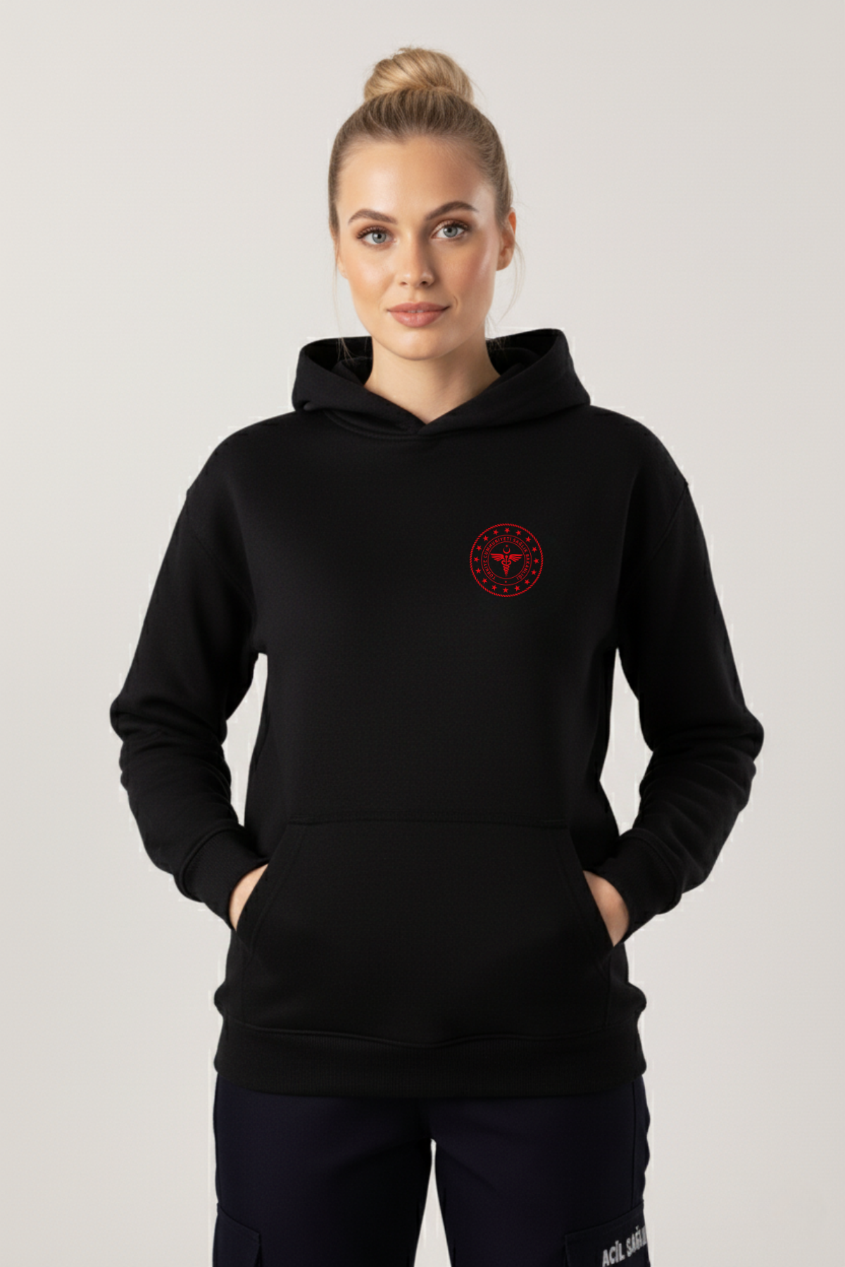 Siyah 112 Acil Sağlık Kapüşonlu Sweatshirt Unisex
