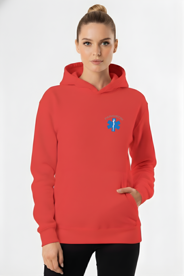 Kırmızı Paramedik Kapüşonlu Sweatshirt Unisex