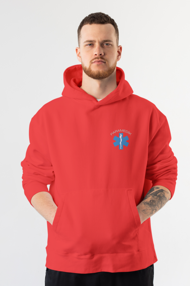 Kırmızı Paramedik Kapüşonlu Sweatshirt Unisex