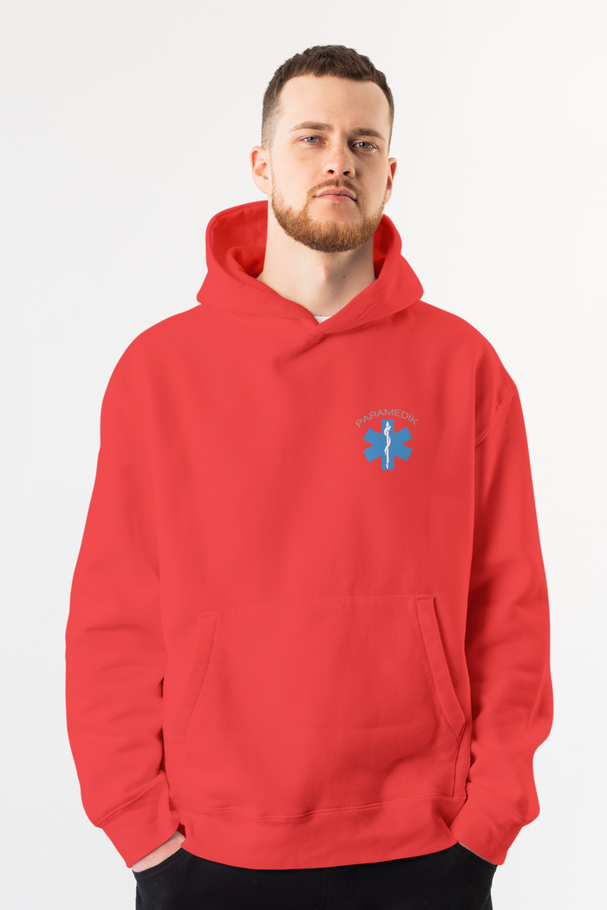 Kırmızı Paramedik Kapüşonlu Sweatshirt Unisex