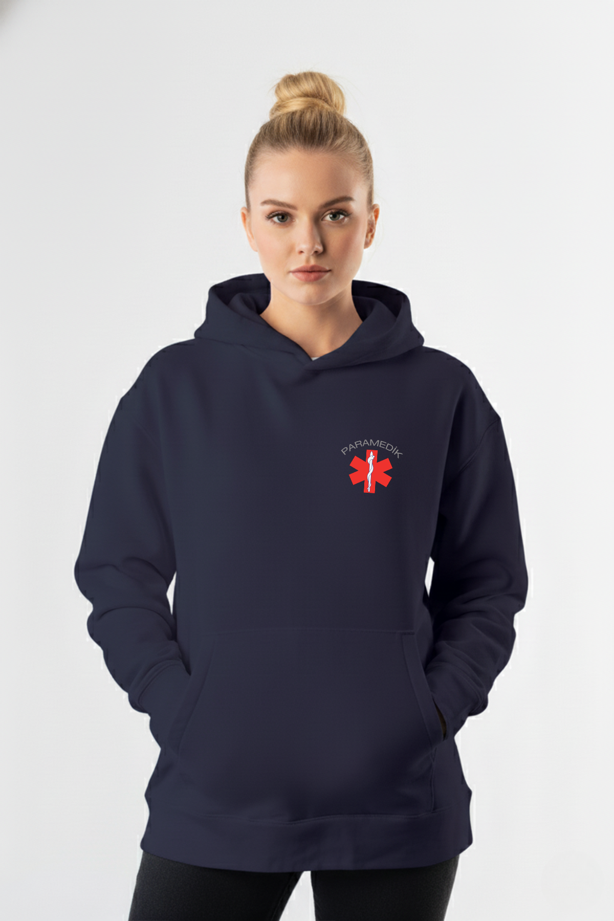 Lacivert Paramedik Kapüşonlu Sweatshirt Unisex