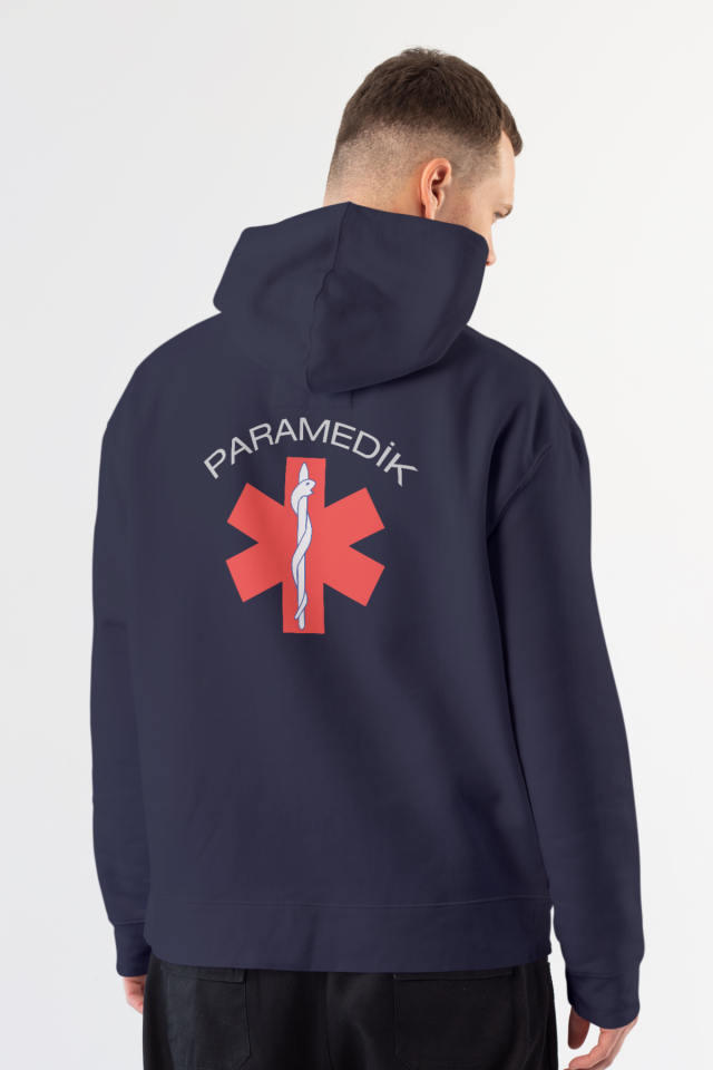 Lacivert Paramedik Kapüşonlu Sweatshirt Unisex