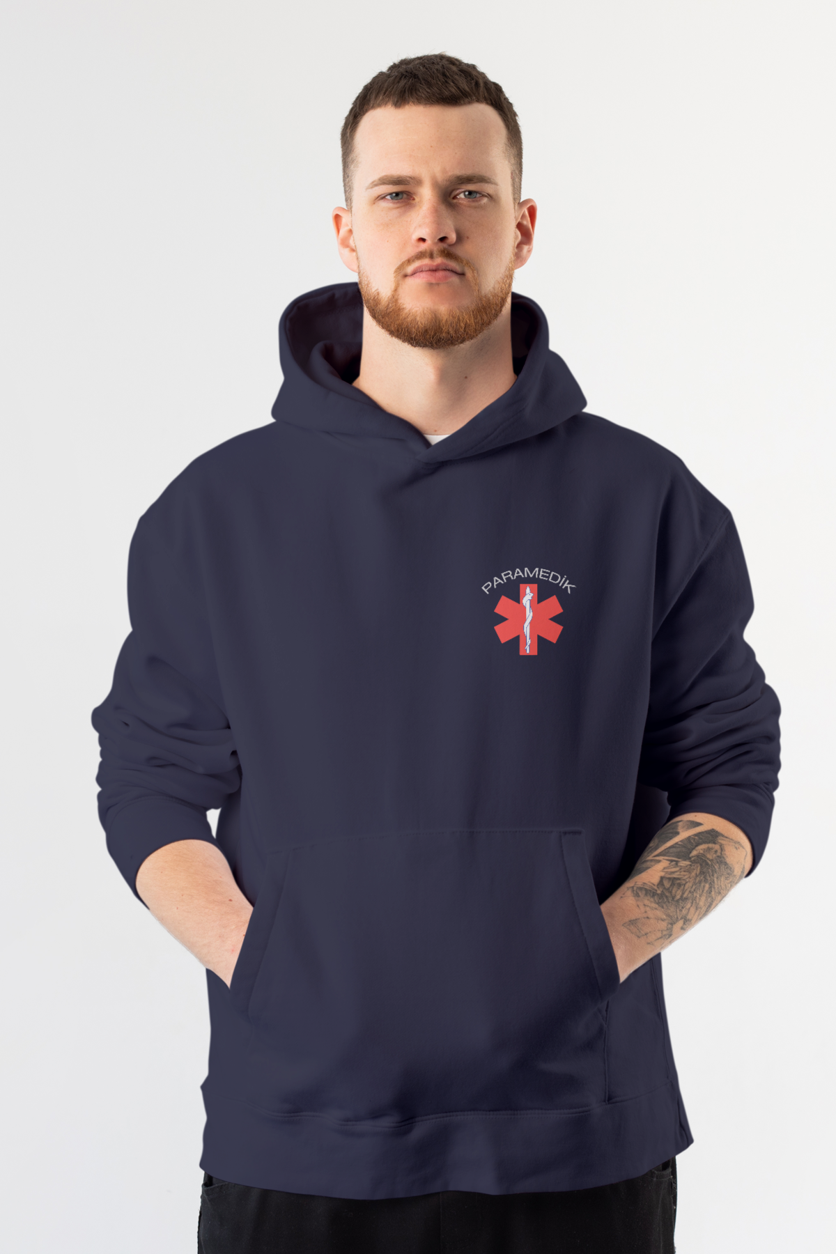 Lacivert Paramedik Kapüşonlu Sweatshirt Unisex