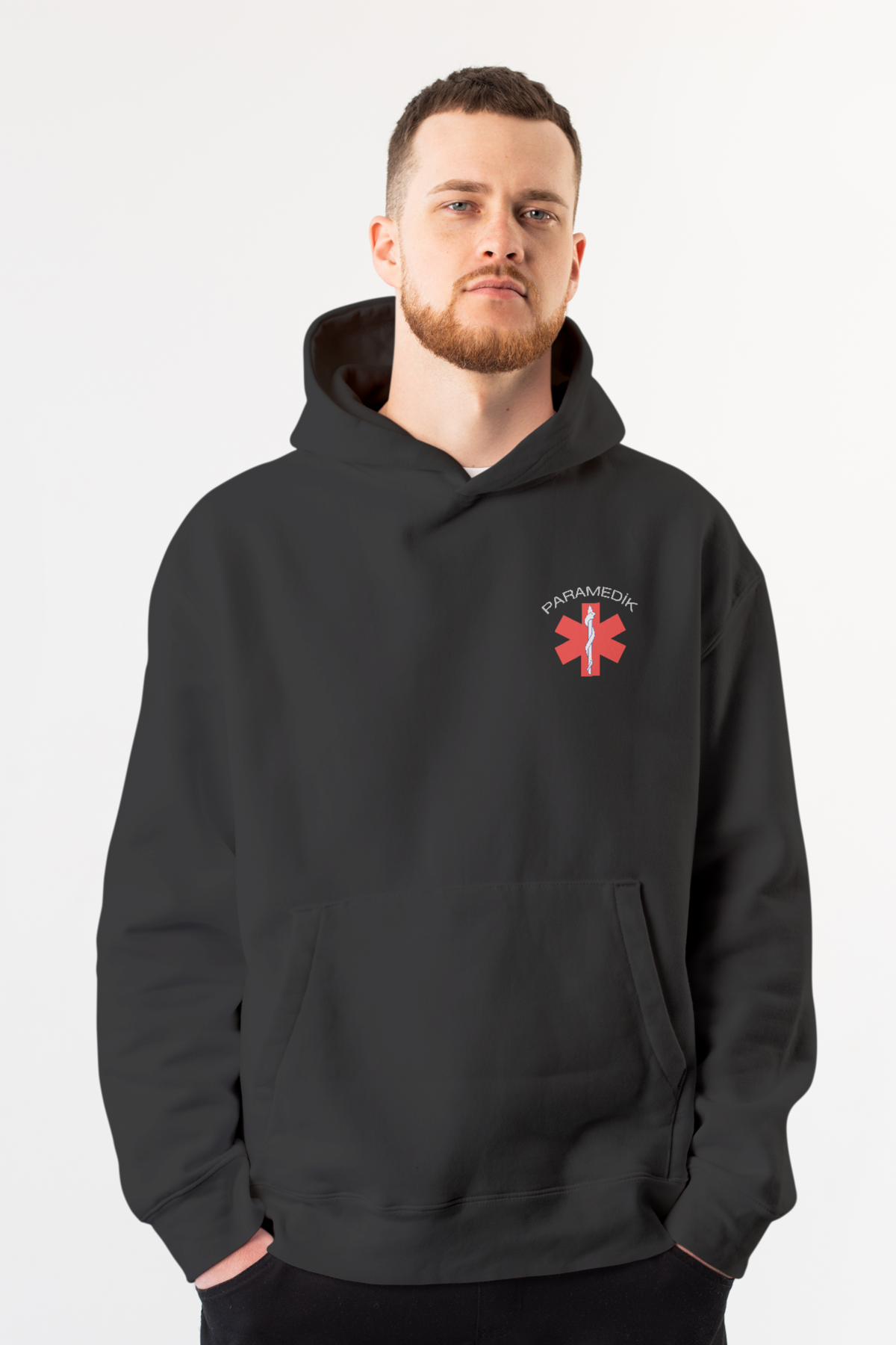 Siyah Paramedik Kapüşonlu Sweatshirt Unisex