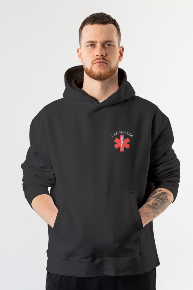 Siyah Paramedik Kapüşonlu Sweatshirt Unisex