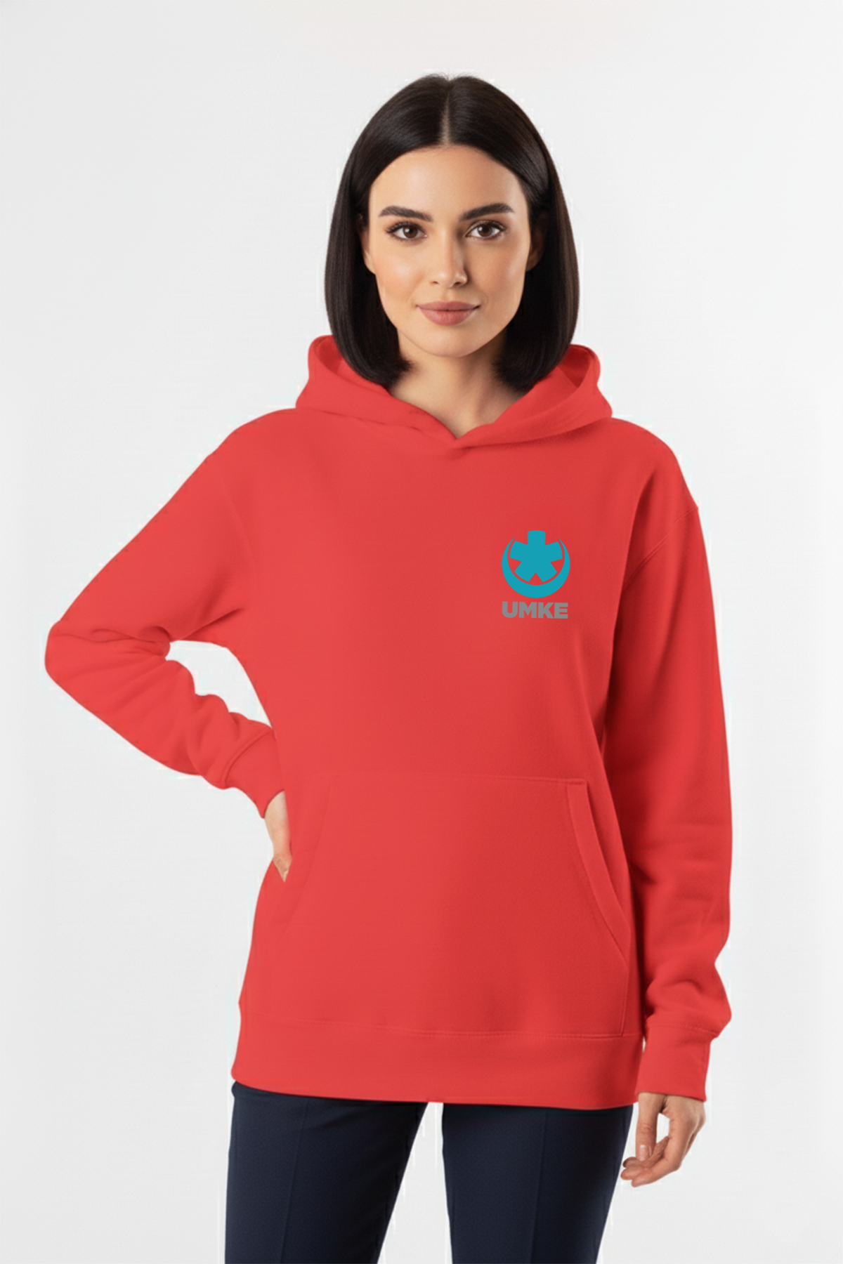 Kırmızı UMKE Kapüşonlu Sweatshirt Unisex