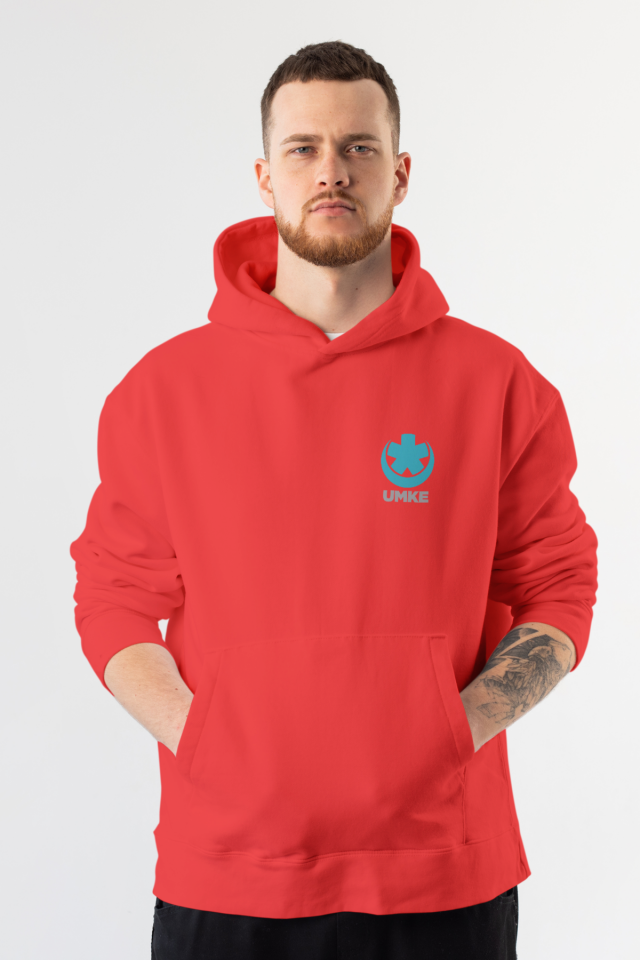 Kırmızı UMKE Kapüşonlu Sweatshirt Unisex