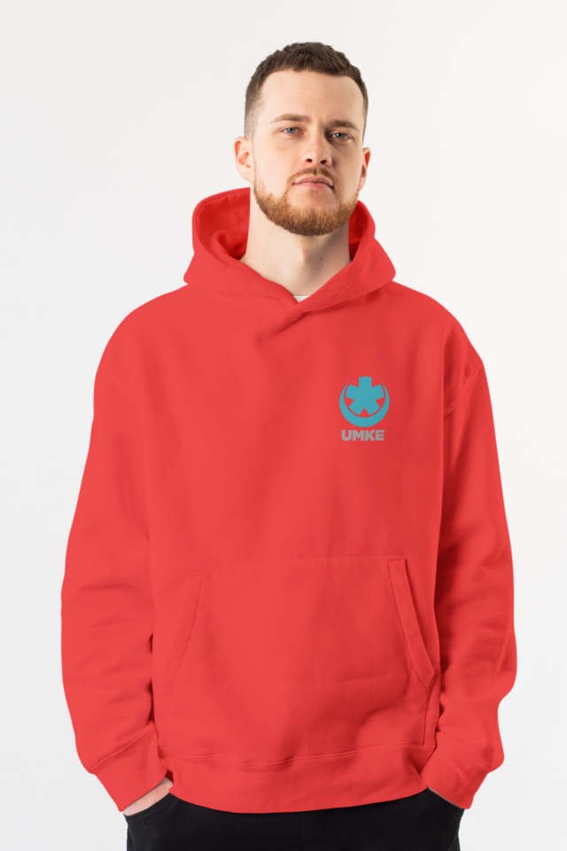 Kırmızı UMKE Kapüşonlu Sweatshirt Unisex