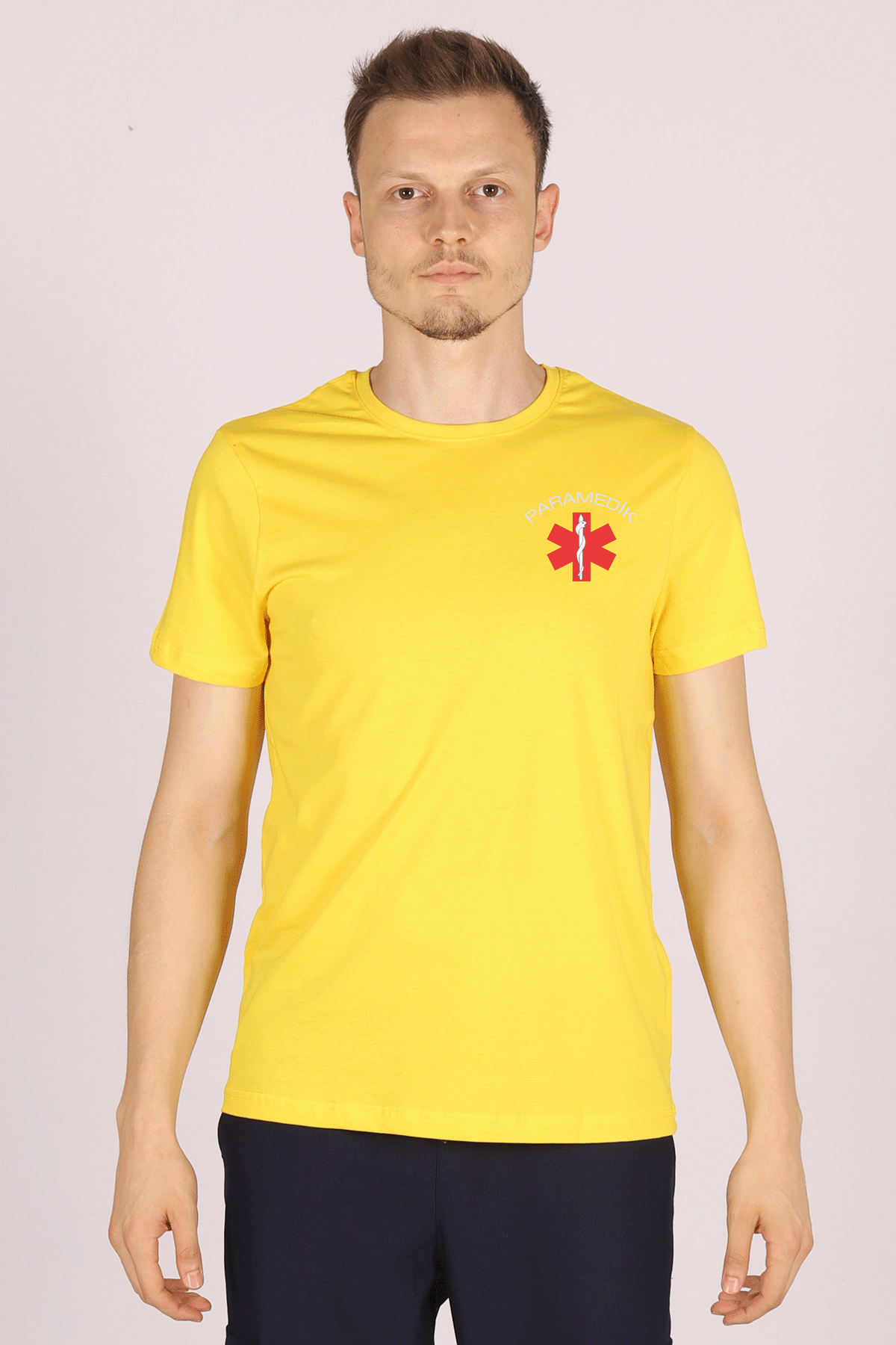 Sarı Paramedik Bisiklet Yaka Tişört Unisex XL