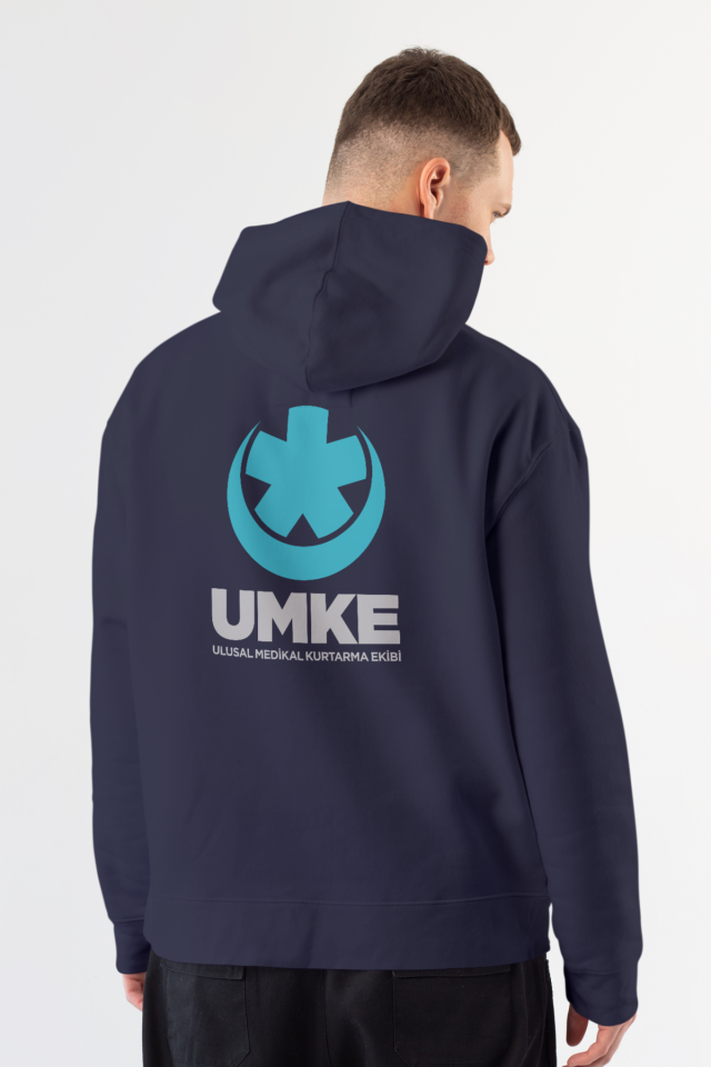 Lacivert UMKE Kapüşonlu Sweatshirt Unisex