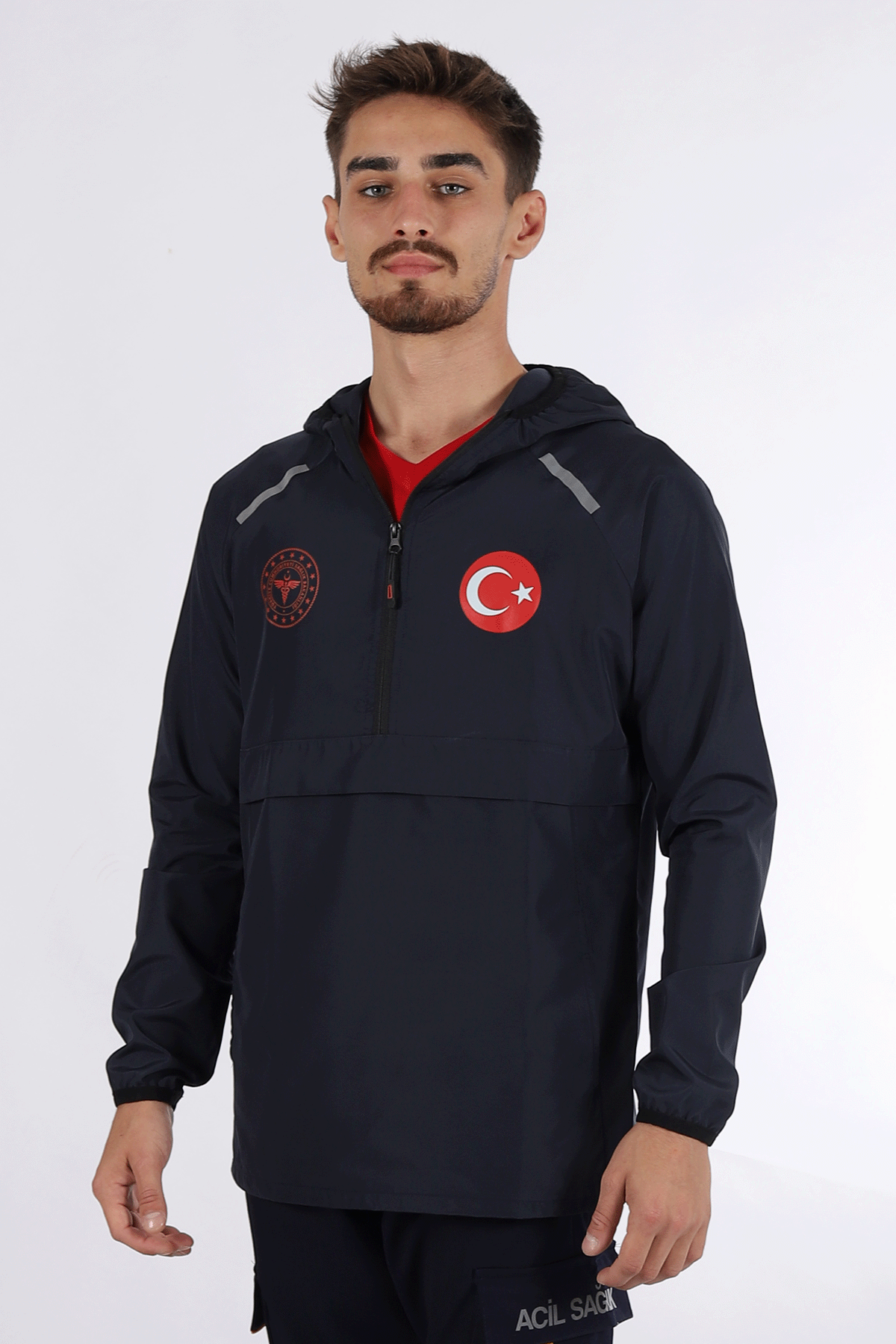 Lacivert 112 Acil Sağlık Kanguru Cep Rüzgarlık Unisex