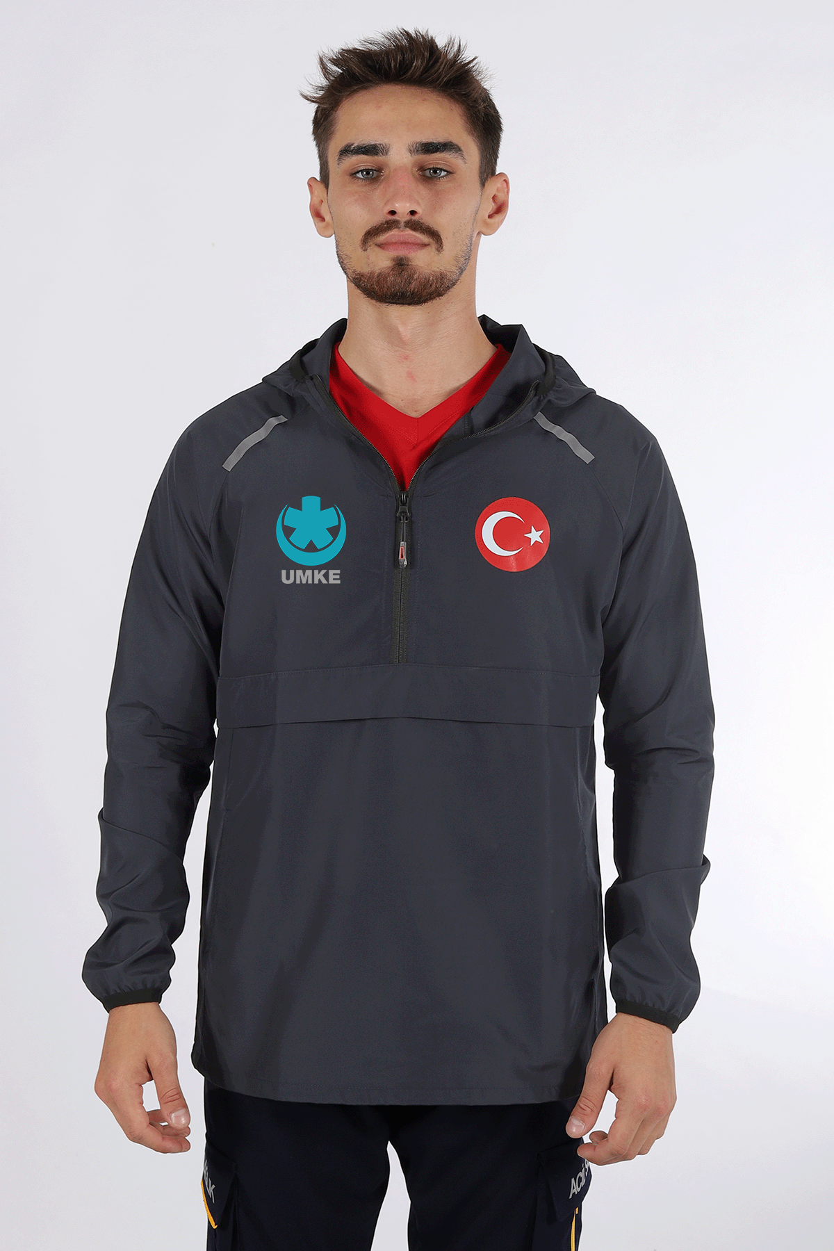 Gri UMKE Kanguru Cep Rüzgarlık Unisex