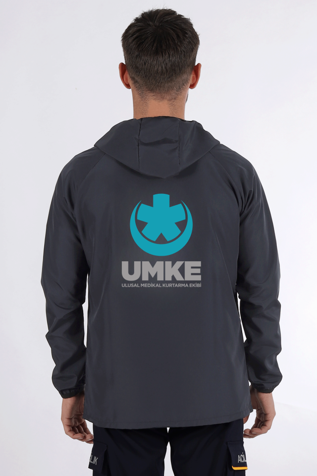 Gri UMKE Kanguru Cep Rüzgarlık Unisex