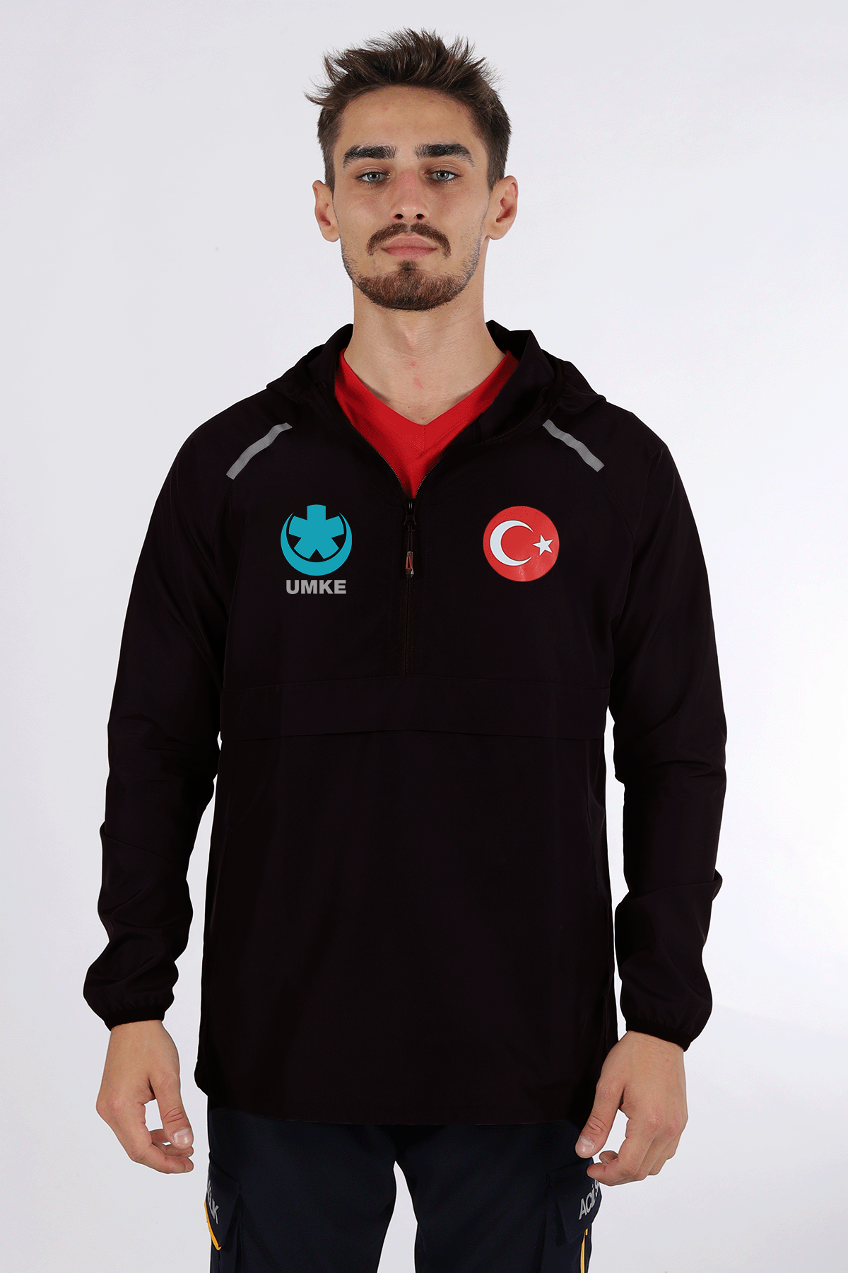 Siyah UMKE Kanguru Cep Rüzgarlık Unisex