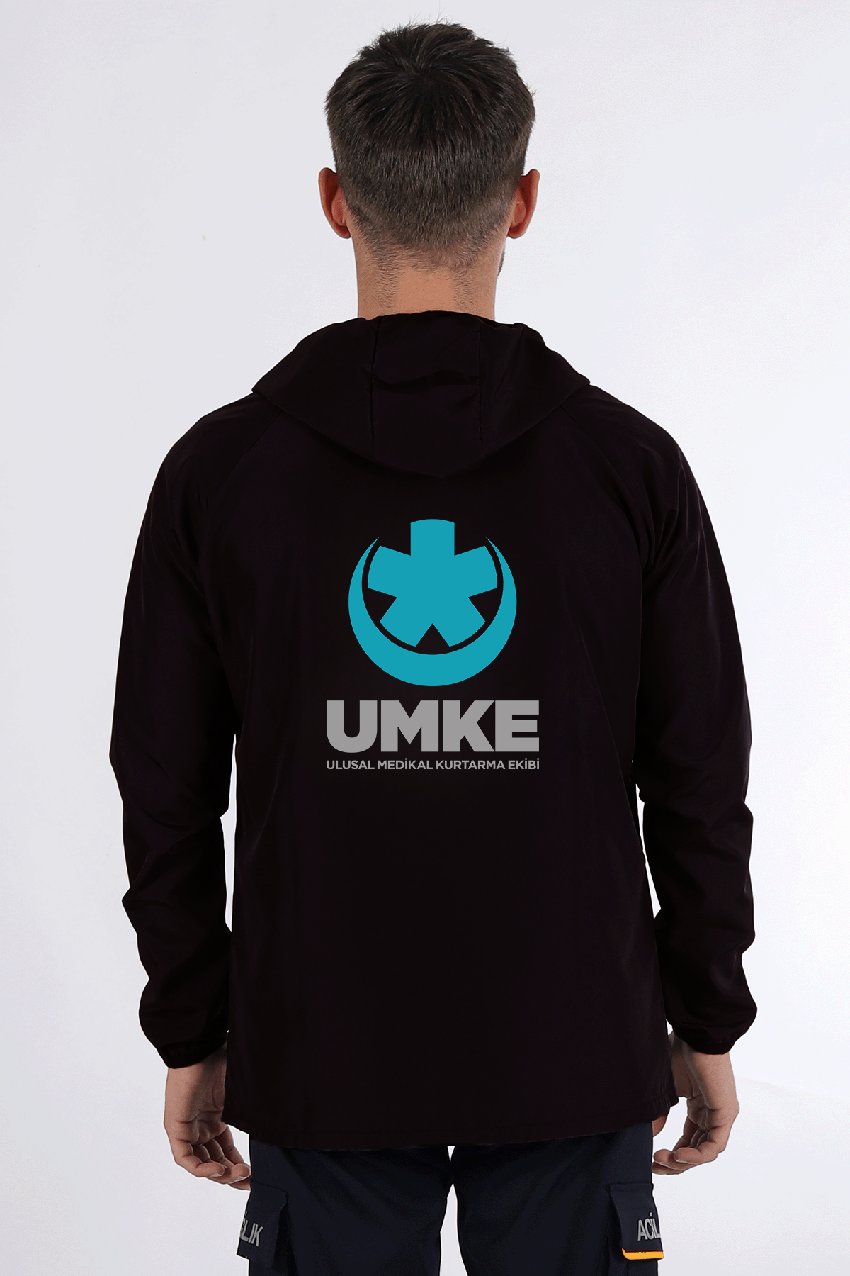 Siyah UMKE Kanguru Cep Rüzgarlık Unisex