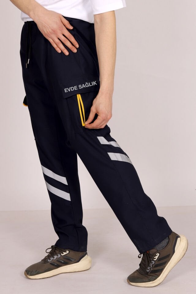 Lacivert Likralı Evde Sağlık Pantolonu Unisex