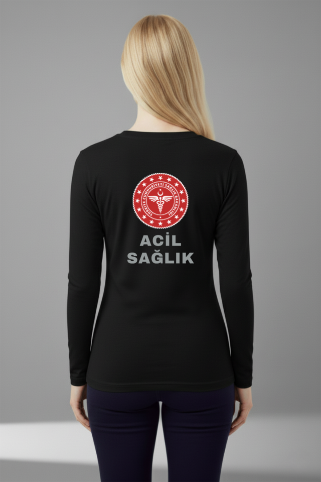 Siyah 112 Acil Sağlık Mevsimlik Kazak Unisex