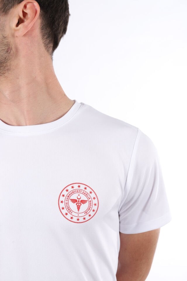 Beyaz 112 Acil Sağlık Dry Touch Bisiklet Yaka Tişört Unisex