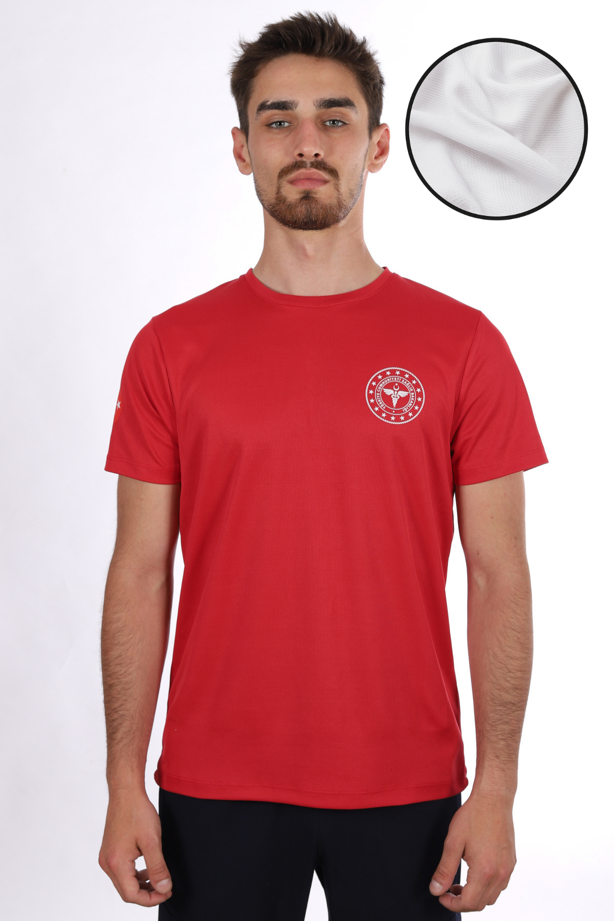 Kırmızı 112 Acil Sağlık Dry Touch Bisiklet Yaka Tişört Unisex